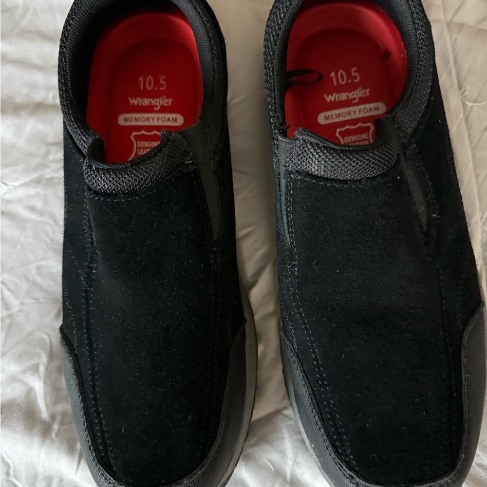 Wrangler Men's Black Suede Slip-On Loafers